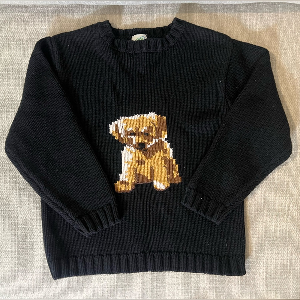 Black Sweater with Dog Design